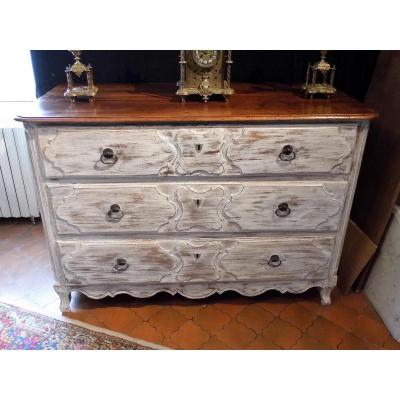 Commode En Noyer Cerusé d'Epoque 18eme