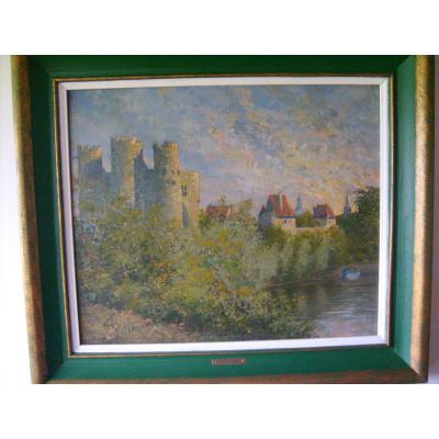 Fourbet Maurice pointilliste : Paysage et Chateau