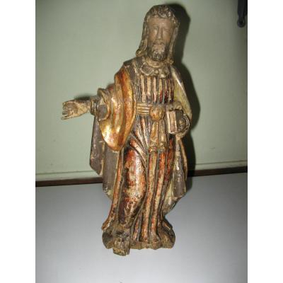 Statue De Saint Jean l'évangéliste, 18ème En Bois Sculpté.