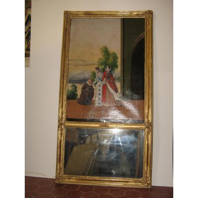 Trumeau Avec Peinture, Jeunes Femmes, époque 19ème.