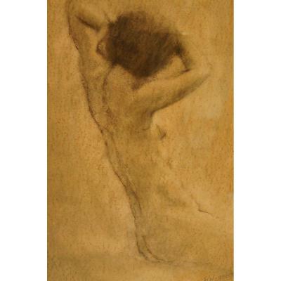 Femme Fusain Dessin Nu Années 30