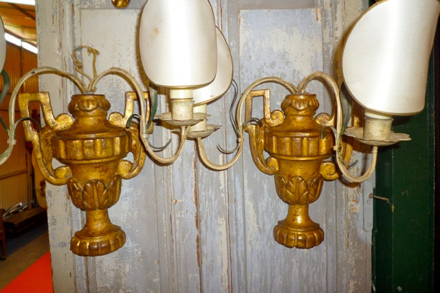 Appliques Louis XVI En Bois Doré