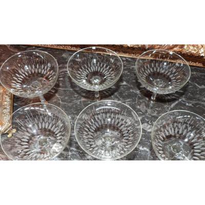 6 Coupes à Champagne Cristal Taillé