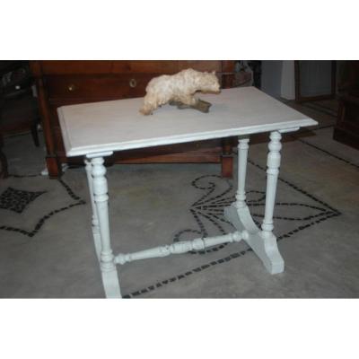 Table En Chêne Patiné Gris Gustavien XIX ème
