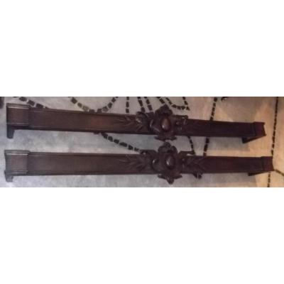 Pair Of Valance Curtains Oak Carved