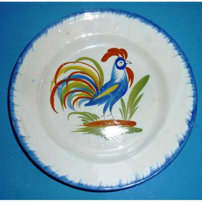 Faience N7. assiette d'Auvillar au coq.