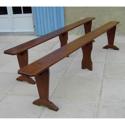 Paire De Bancs En Merisier