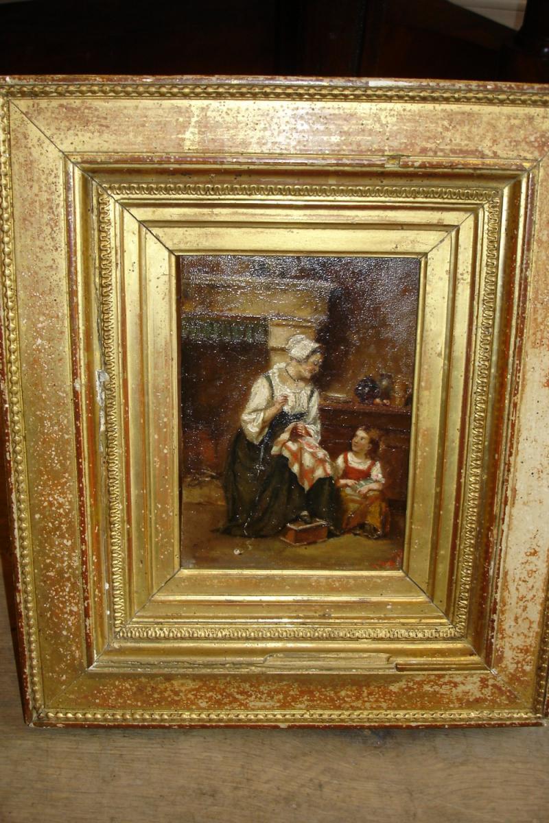 Huile Sur Panneau \"la Nourice \"