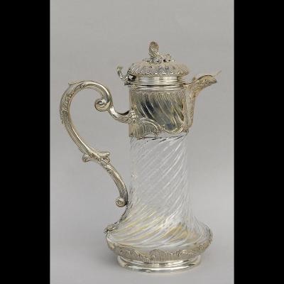 Ewer In Sterling Silver And Crystal