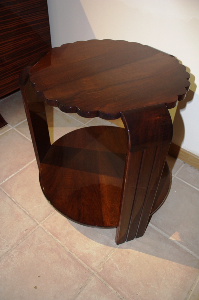 Gueridon Noyer Massif Art Deco