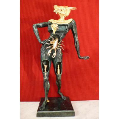 Dali Salvador Bronze Signe Et Justifie Le Minotaure Vert 44,5 Cm