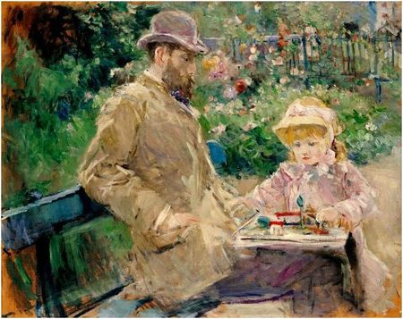 Eugène Manet et sa fille dans le jardin de Bougival, 1881 Berthe Morisot