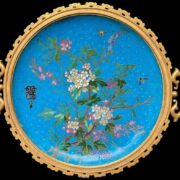 Ferdinand Barbedienne Plate in Gilt Bronze and Cloisonne Enamel