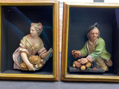 Caspar Bernhard Hardy - Pair of wax reliefs - Sellers of fruits and vegetables