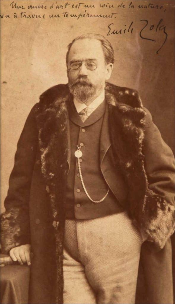 Emile Zola photographed by Paul Nadar in 1895 autographed with quote on work of art. Presented by Antiquités Rodriguez Décoration.