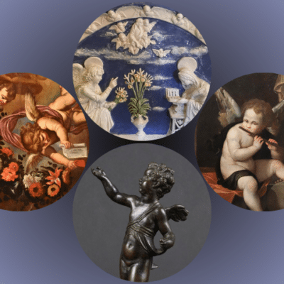 Putti and cherubs in paintings and sculptures from the Renaissance and Baroque period.