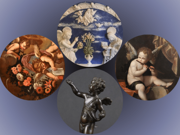 Putti and cherubs in paintings and sculptures from the Renaissance and Baroque period.
