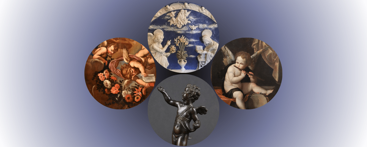 Putti and cherubs in paintings and sculptures from the Renaissance and Baroque period.