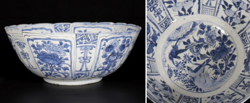 17th-century Kraak porcelain bowl with a diameter of 35.4 cm.