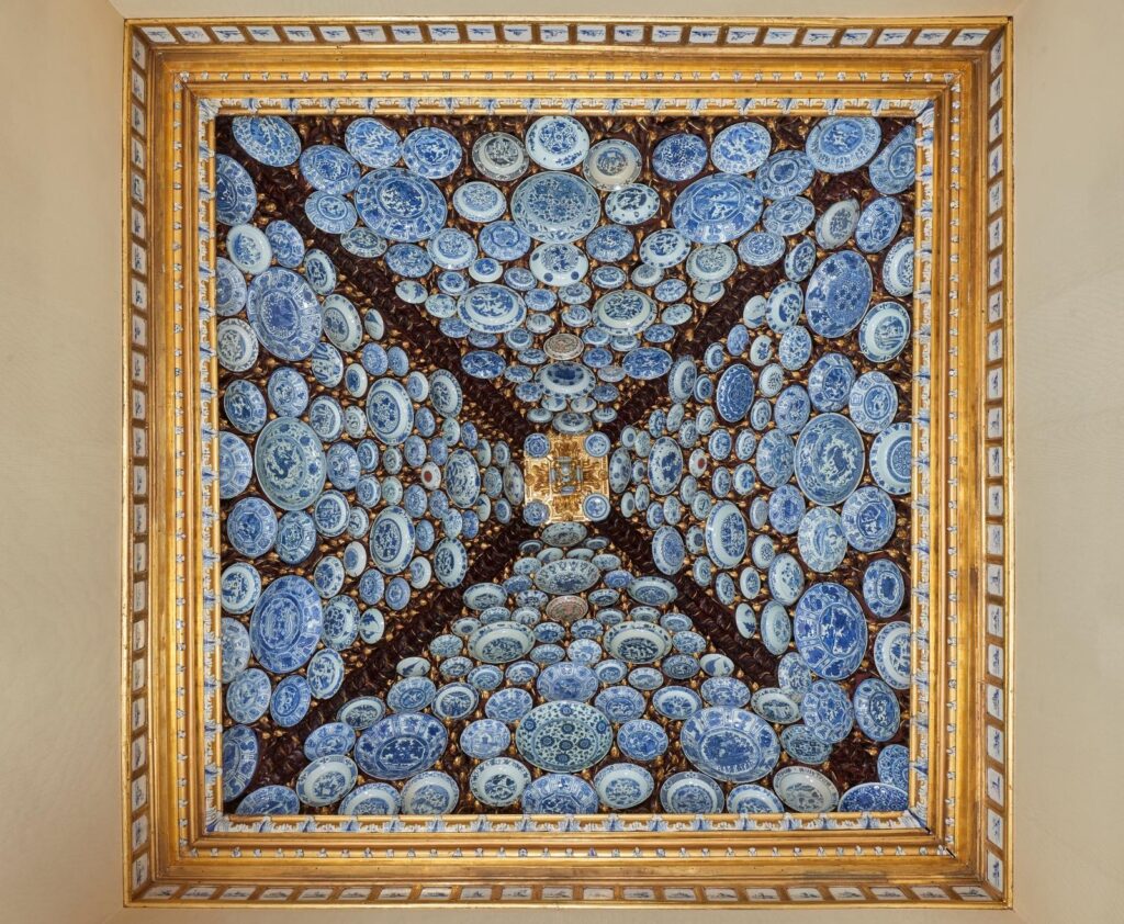 Zenithal view of the ceiling in the Porcelain Room at the Santos Palace (now the French Embassy in Portugal), Lisbon.