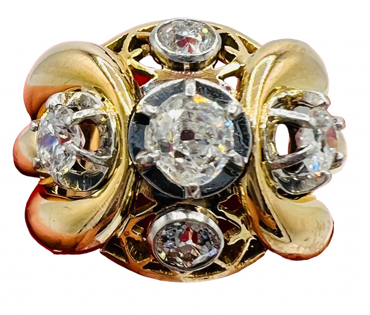 Proantic: Bracelet Italien Vintage En Or Diamants Et Pierres Fines