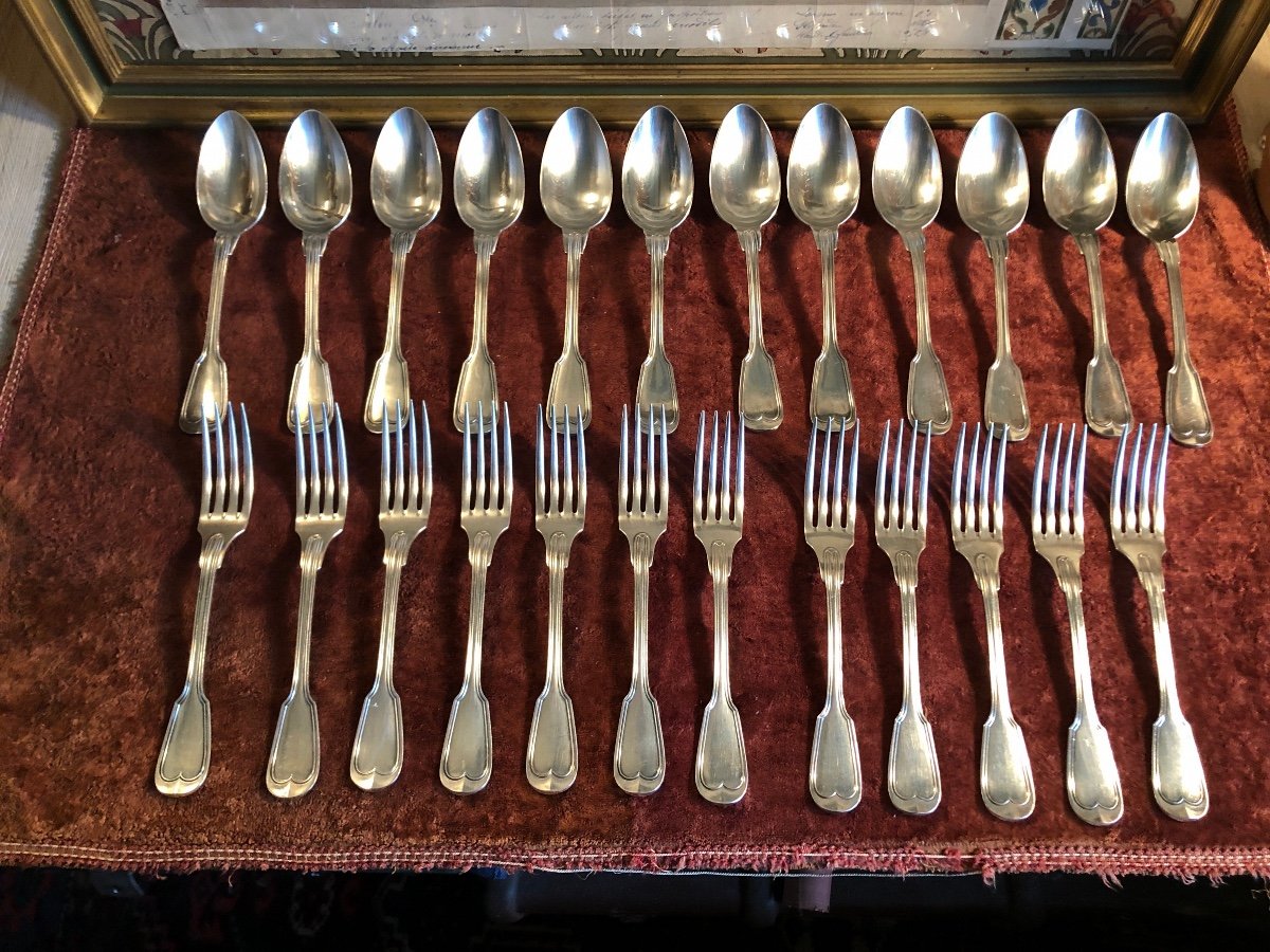 Set of 49 silverplated flatwares CONTOURS GUY DEGRENNE