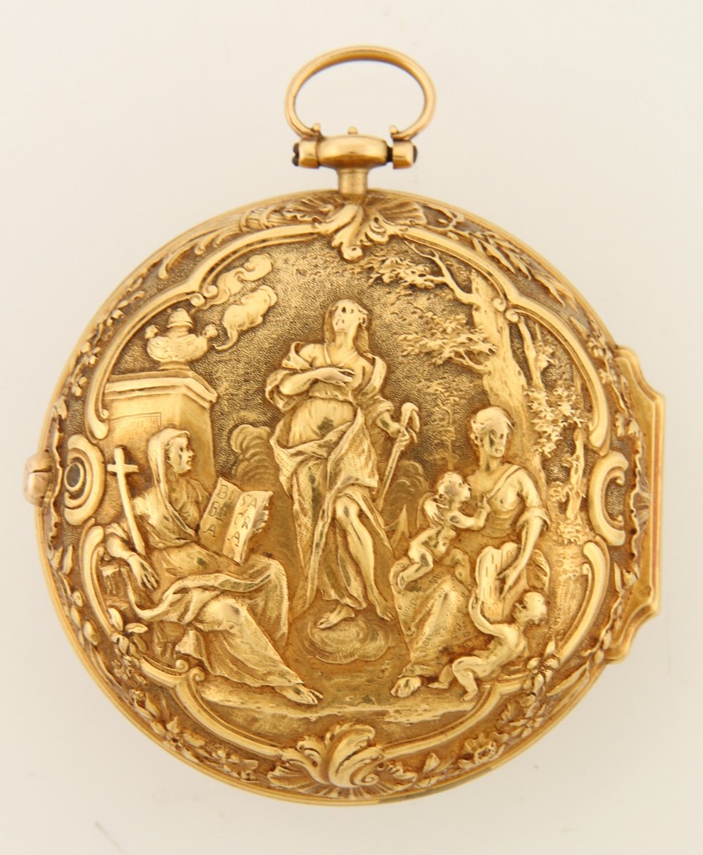 Montre à Gousset Louis XV Style 18ème - Laiton Doré Décor Feuilles - Mécanique Occasion