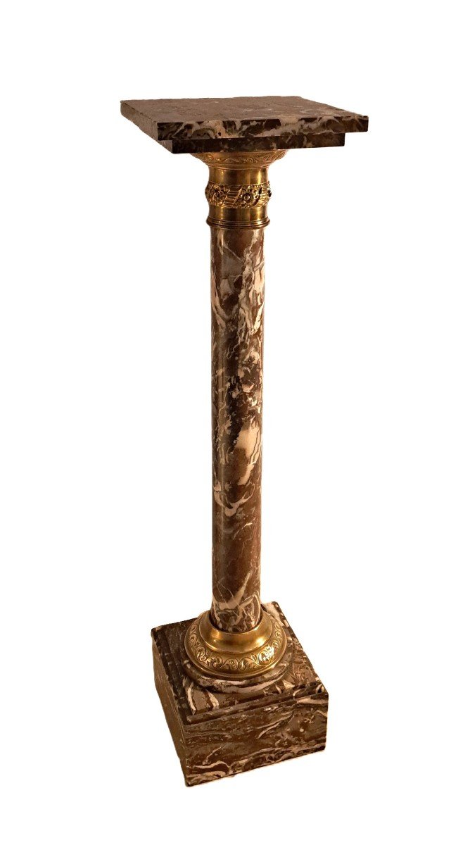 Red Griotte Marble Column - Late 19th Century