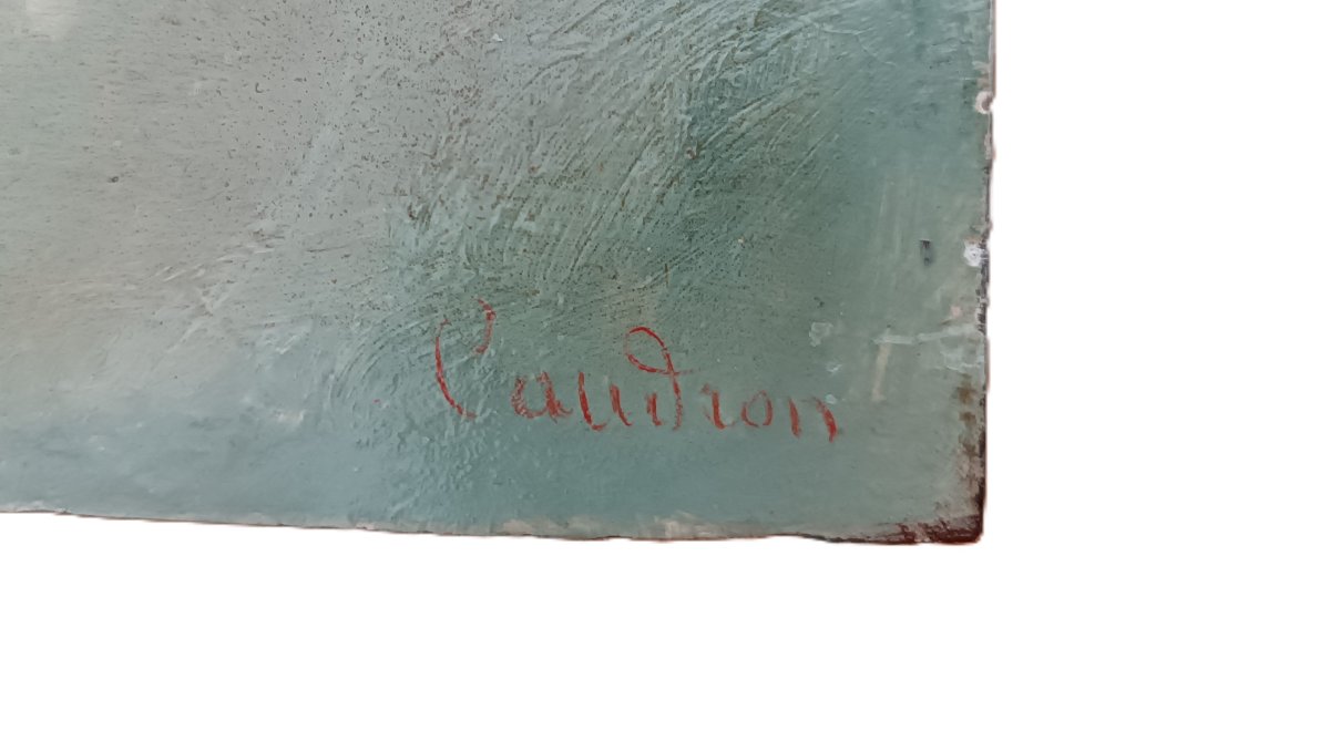 Jules-Désiré CAUDRON - Allégorie de la Peinture / La Leçon - Milieu XIXe-photo-3