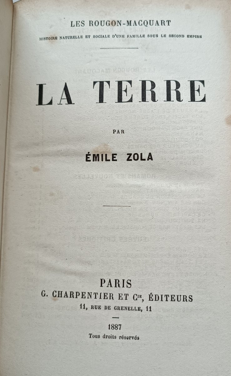 ZOLA Emile, 7 livres du cycle des Rougon-Macquart, Paris, G. Charpentier et Cie.-photo-2