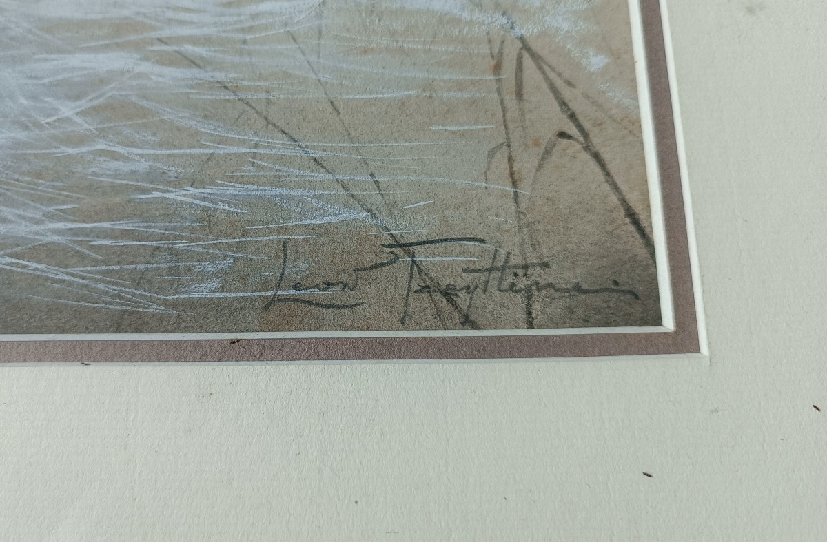 Léon ZEYTLINE (1885-1962) - Syrinx échappant à Pan - Lavis d'Encre et Gouache - Vers 1905-photo-2