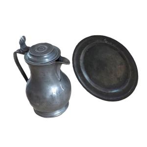Pewter Plate And Pitcher From Amiens