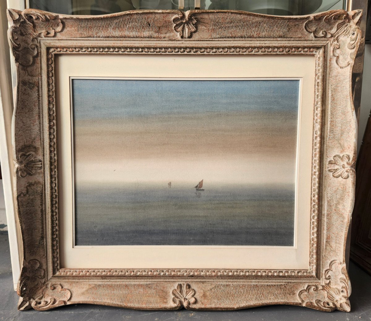 Fayçal Beyrouti, Painter In Honfleur Watercolor On Paper (framed)