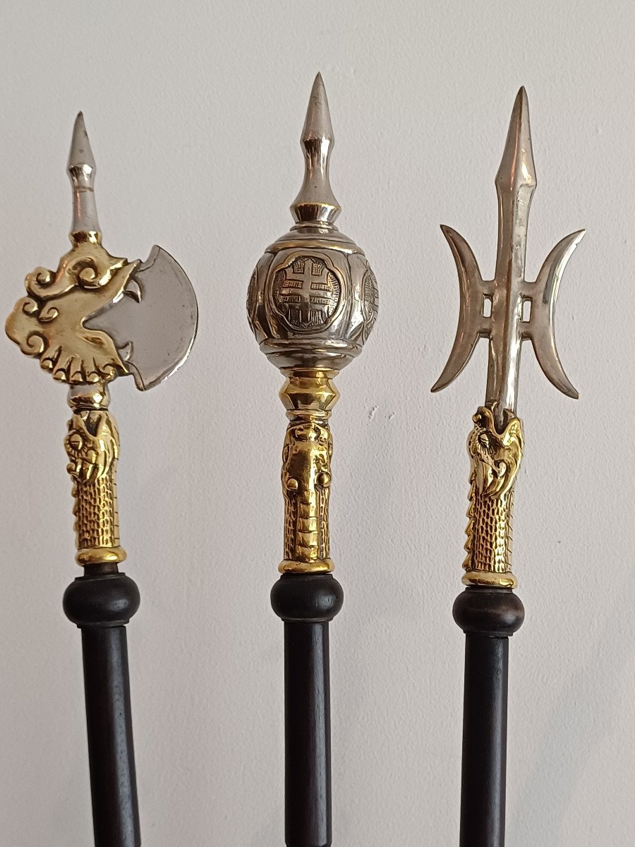 Râtelier d'Armes En Bois Aux Armes Décoratives, Vietnam, 19/20ème -photo-4