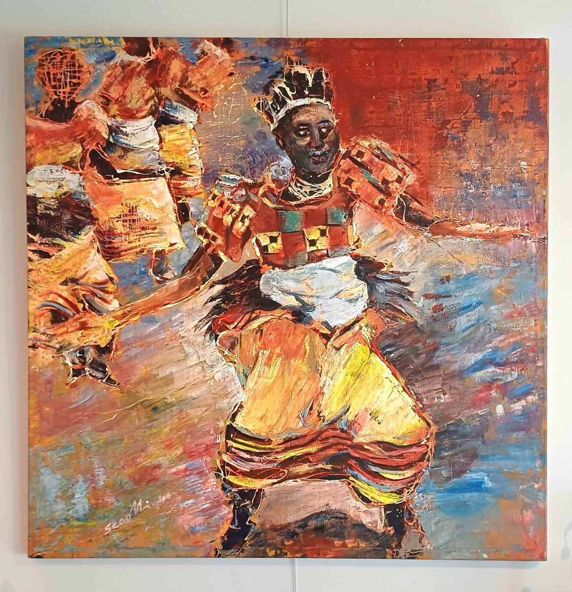 Canvas By Collin Sekajugo Is A Contemporary Ugandan Artist. Self-taught “queen Dancers”