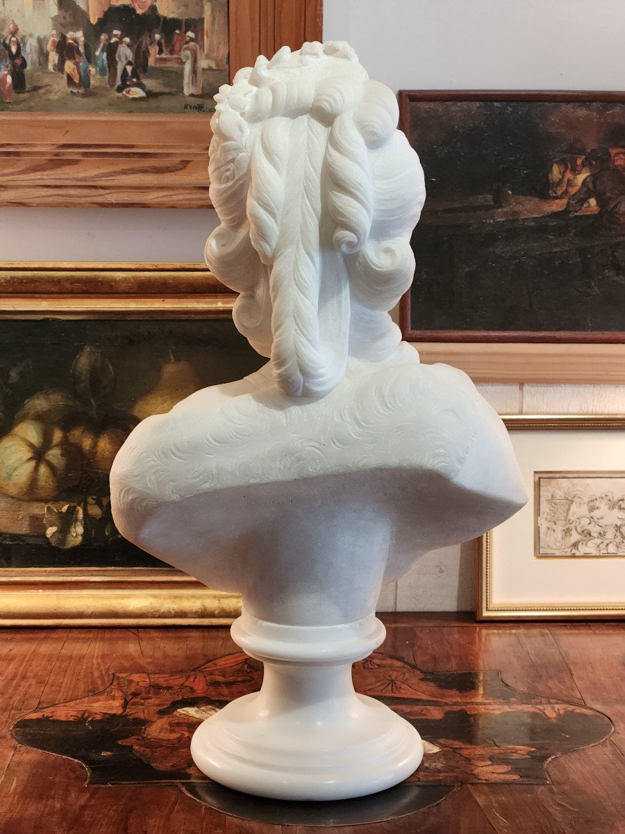 Bust Of Marie Antoinette In Alabaster French School 19th Century After Félix Lecomte 51cm-photo-3