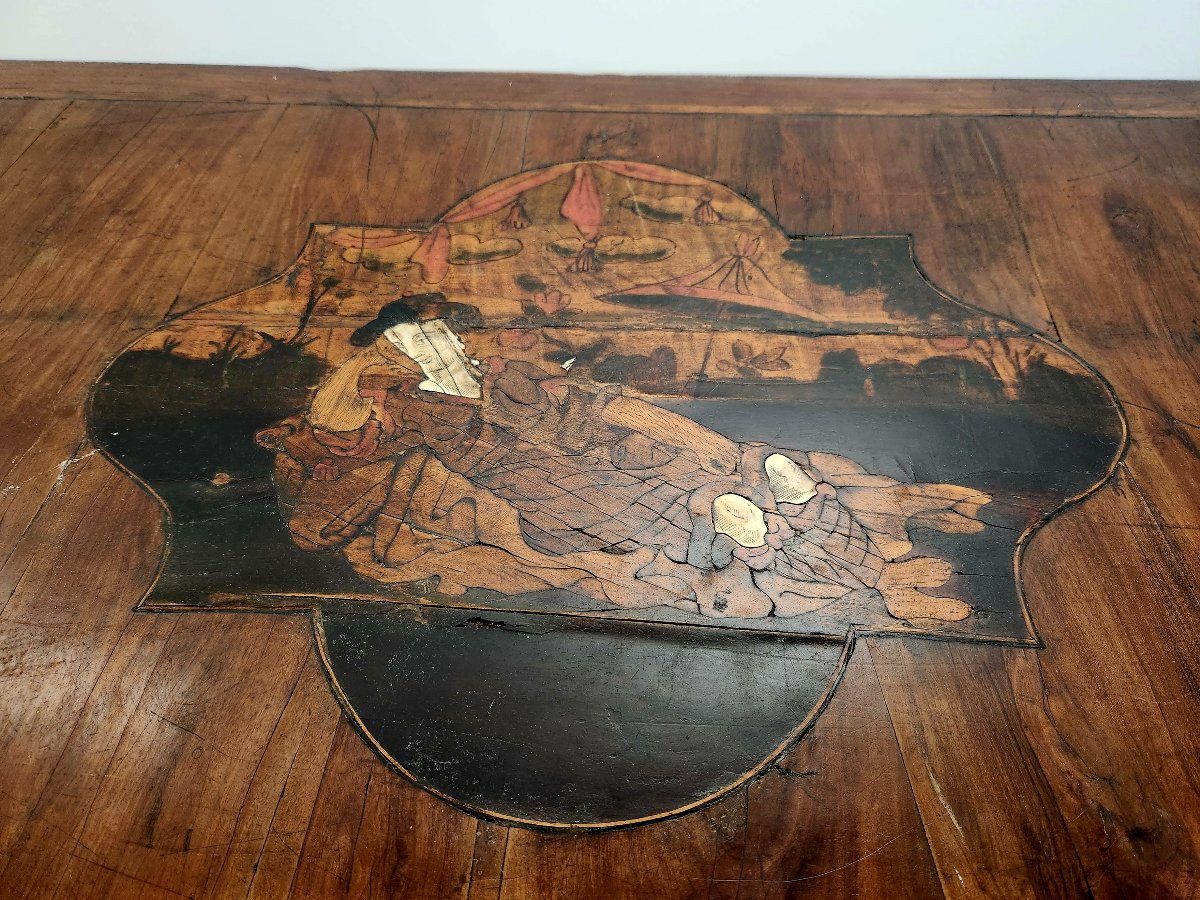 Commode-secrétaire en marqueterie polychrome et incrustations d’os — Lombardie, XVIIIᵉ siècle-photo-3