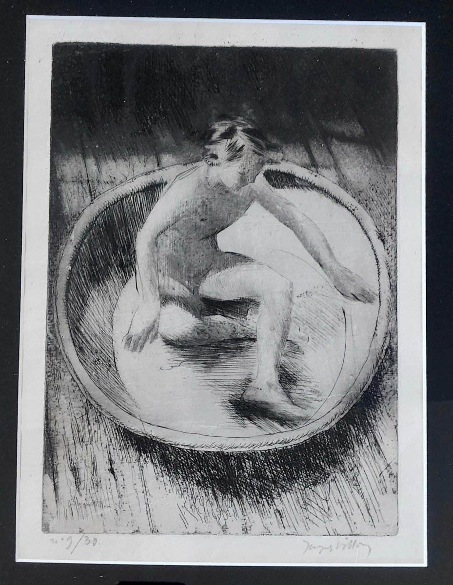 Jacques Villon — La Toilette de Minne n°1, 1907 — Dessin original et eau-forte signée numérotée-photo-2