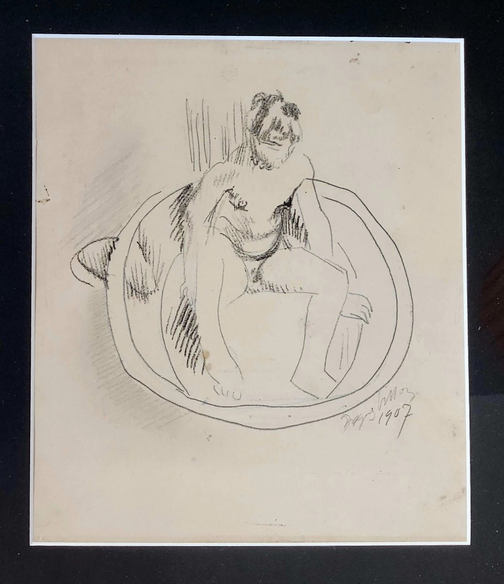 Jacques Villon — La Toilette de Minne n°1, 1907 — Dessin original et eau-forte signée numérotée-photo-3