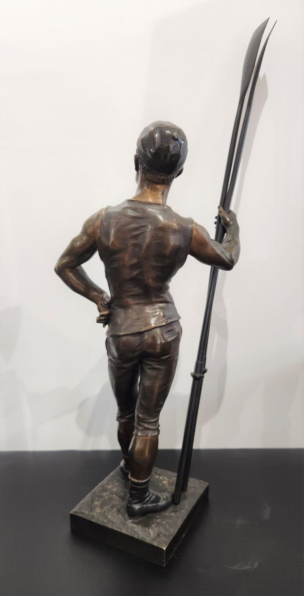 édouard Drouot 1859-1945 Large Bronze Representing A Rower 62cm-photo-1