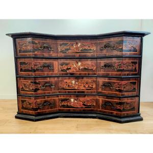 Commode-secrétaire en marqueterie polychrome et incrustations d’os — Lombardie, XVIIIᵉ siècle