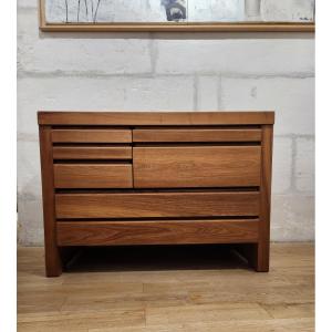 Commode Pierre Chapo – Modèle R19 – 5 tiroirs, Orme massif