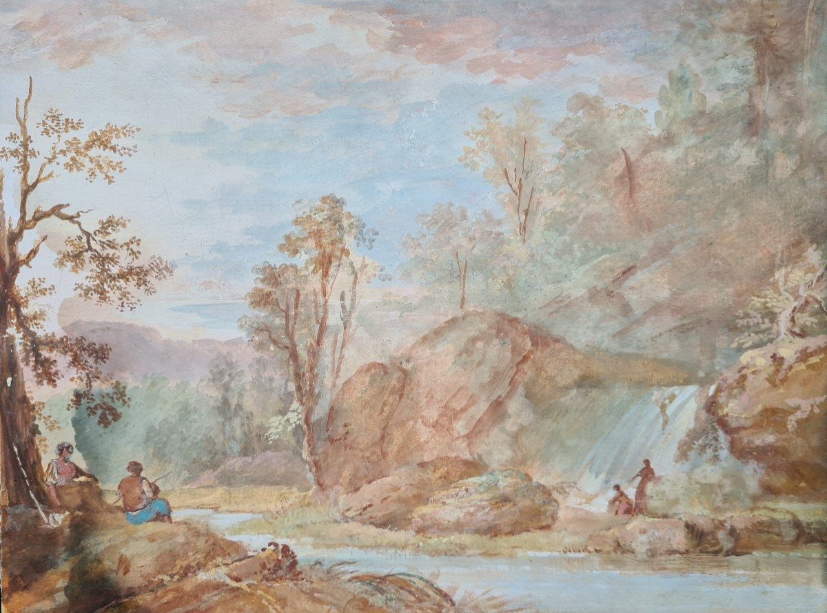 Gouache Paysage XVIIIe Siècle 
