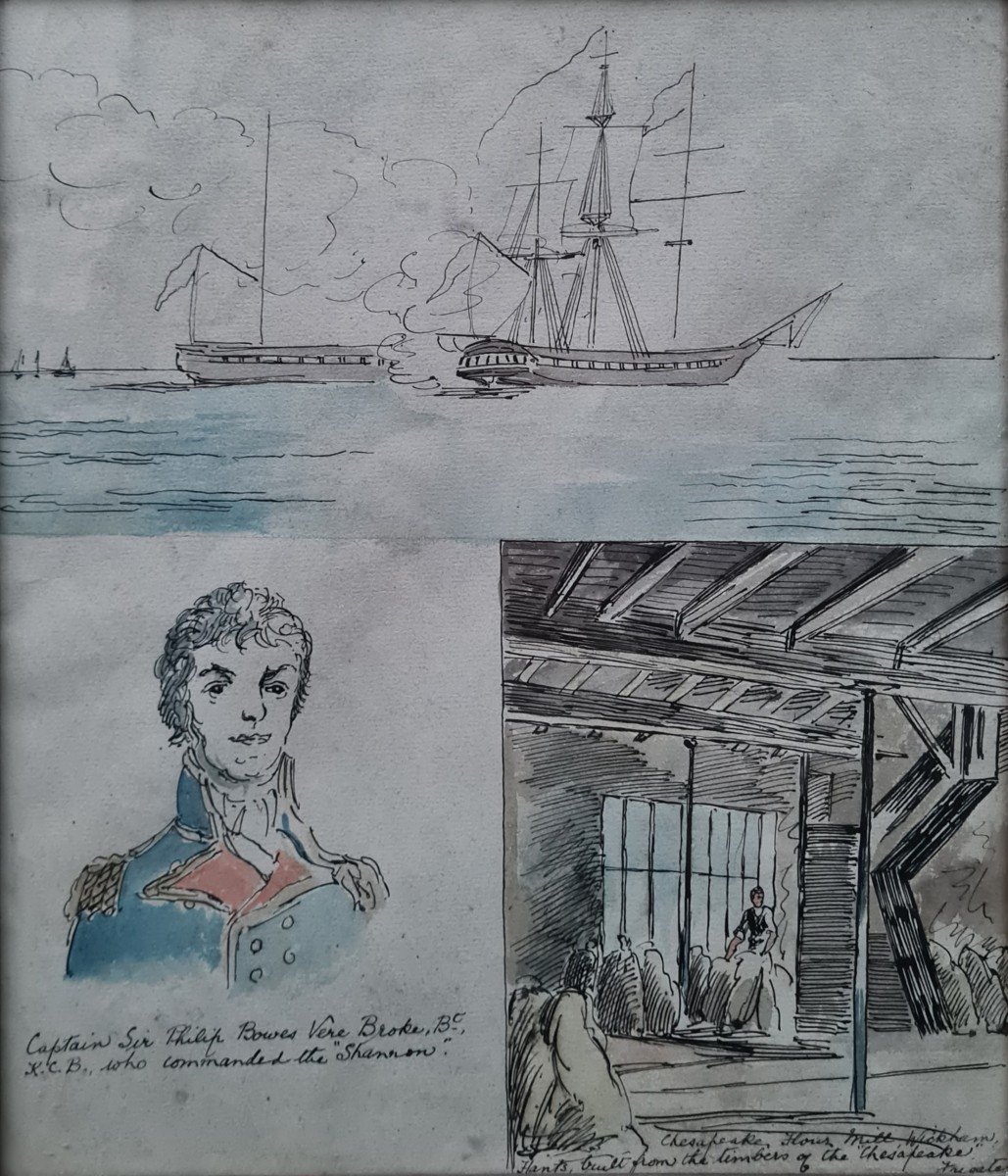 Aquarelle Marine Guerre Anglo Américaine 
