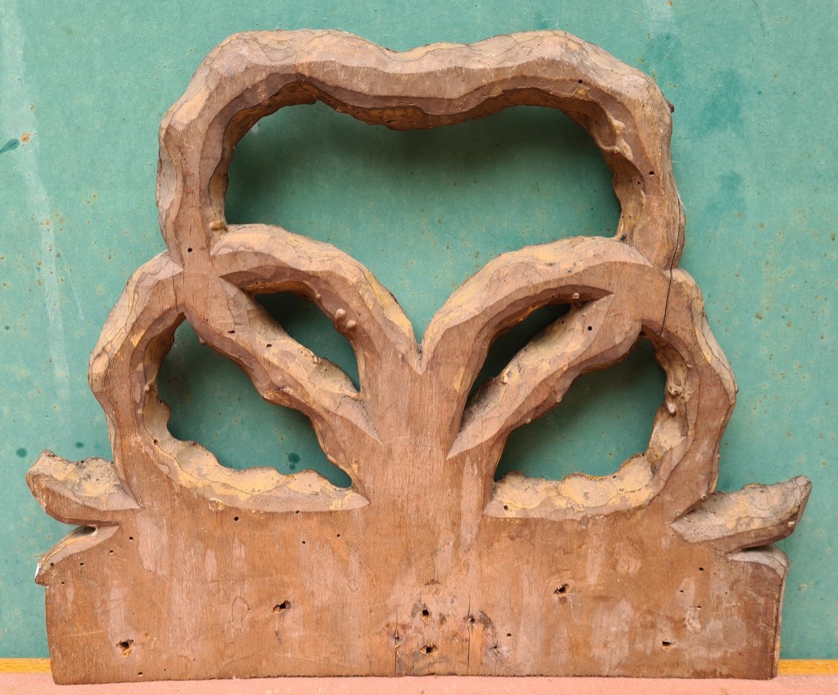 Bois Doré Sculpté, Noeud De Miroir-photo-3