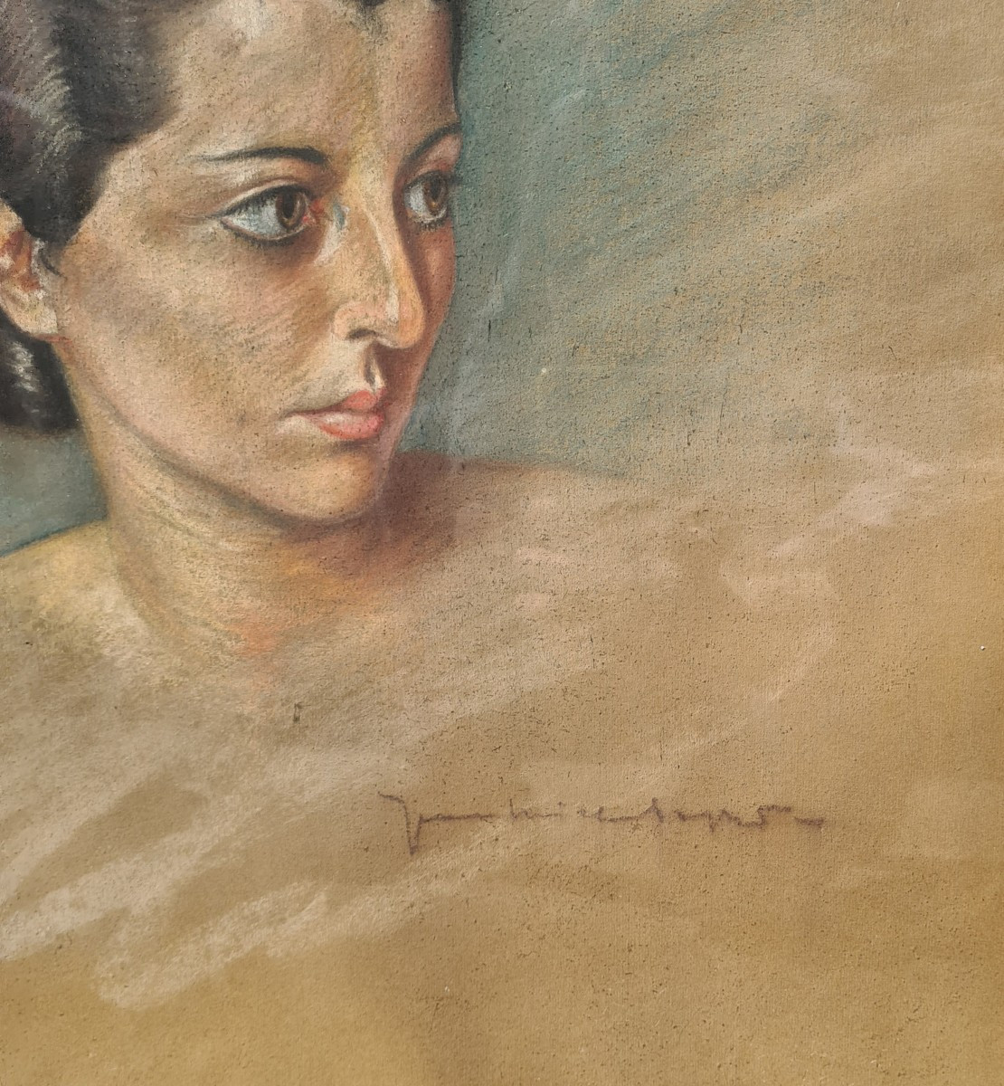 Pastel Portrait Of A Woman From The 1930s-photo-4