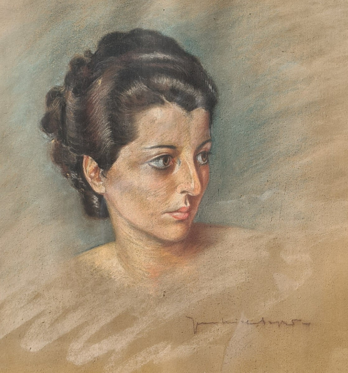 Pastel Portrait Of A Woman From The 1930s