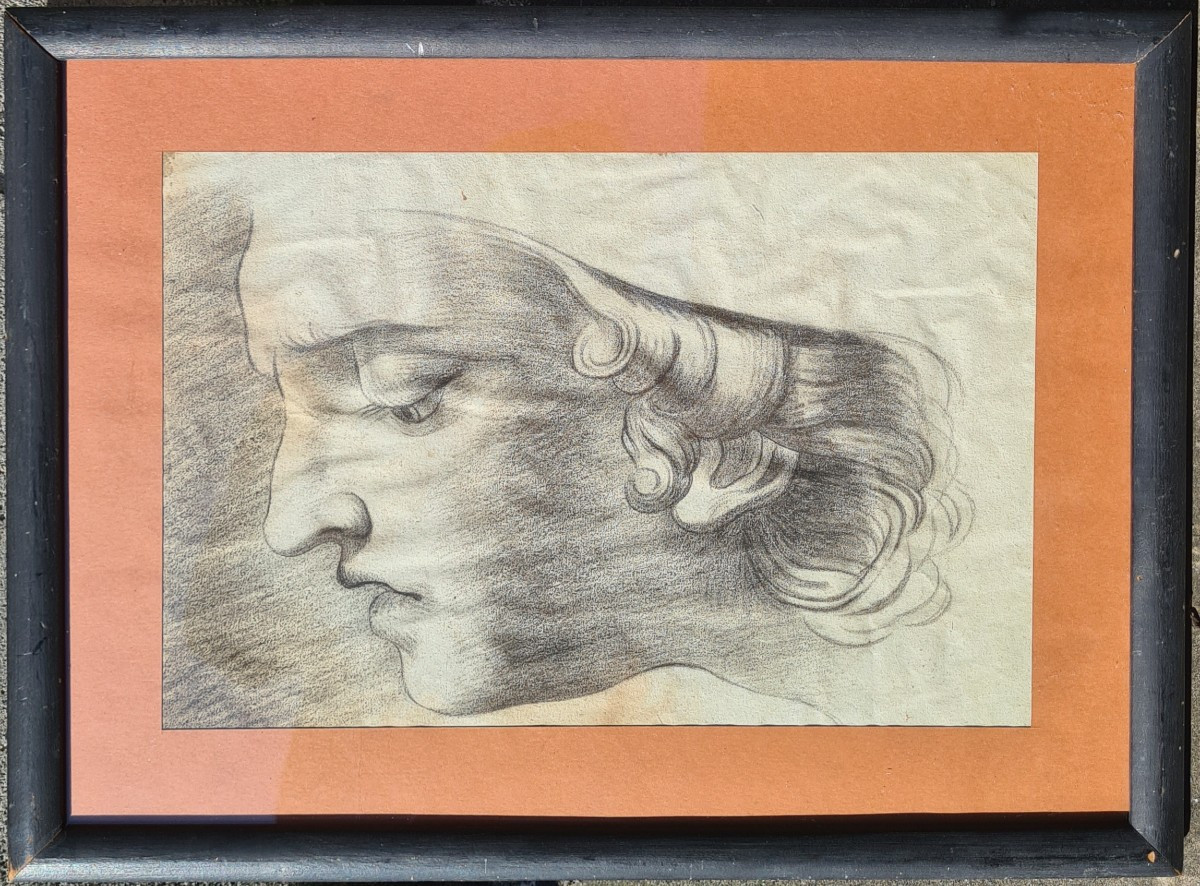 Dessin ancien a la pierre noire-photo-2