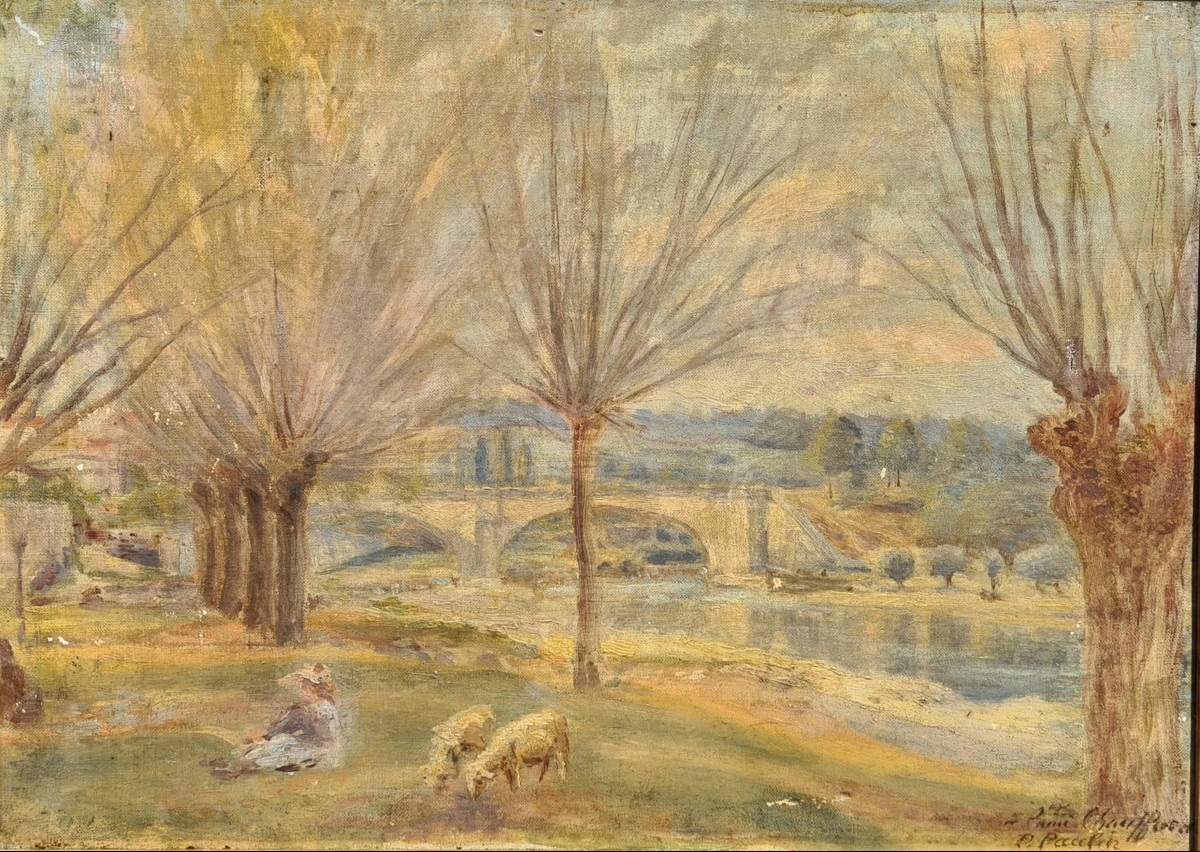 Paysage impressionniste par un peintre à identifier 