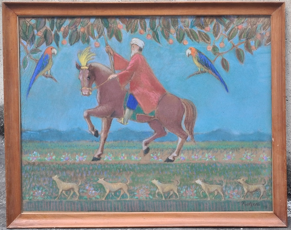 Persian Horseman By Swiss Artist Gustave Poetzsch-photo-2